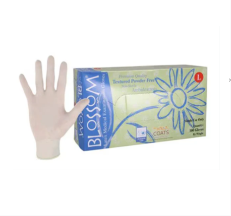 Blossom 小麥塗層乳膠無粉紋理檢查手套 Latex Powder Free Textured Exam Gloves with C.O.A.T.S