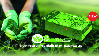 Green Tea Nitrile Examination Gloves Manufacturer and supplier