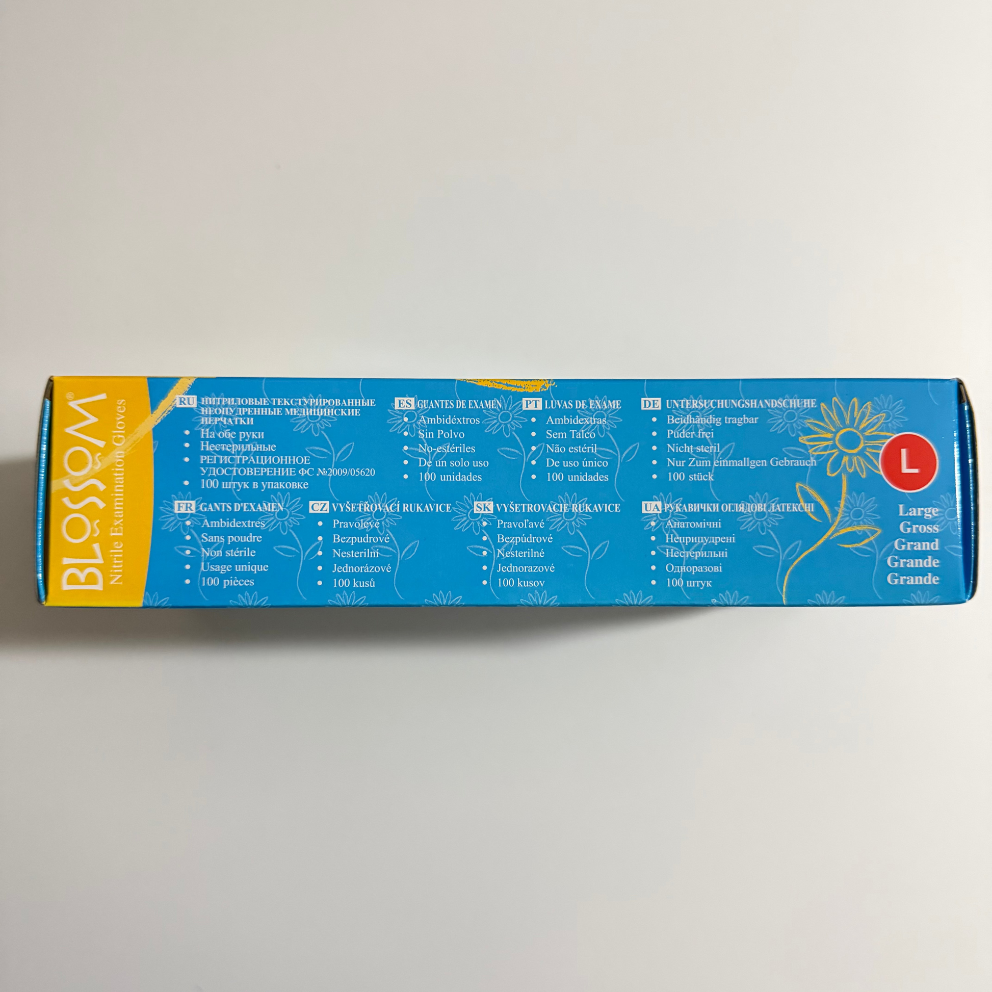 Pacific Blossom Hong Kong Blossom Soft Blue powder-free nitrile exam gloves supplied to Singapore dental product importers