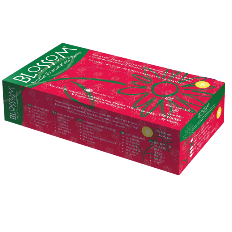Blossom 無粉綠色丁腈蘆薈手套 Green Aloe Vera Powder Free Nitrile Exam Gloves