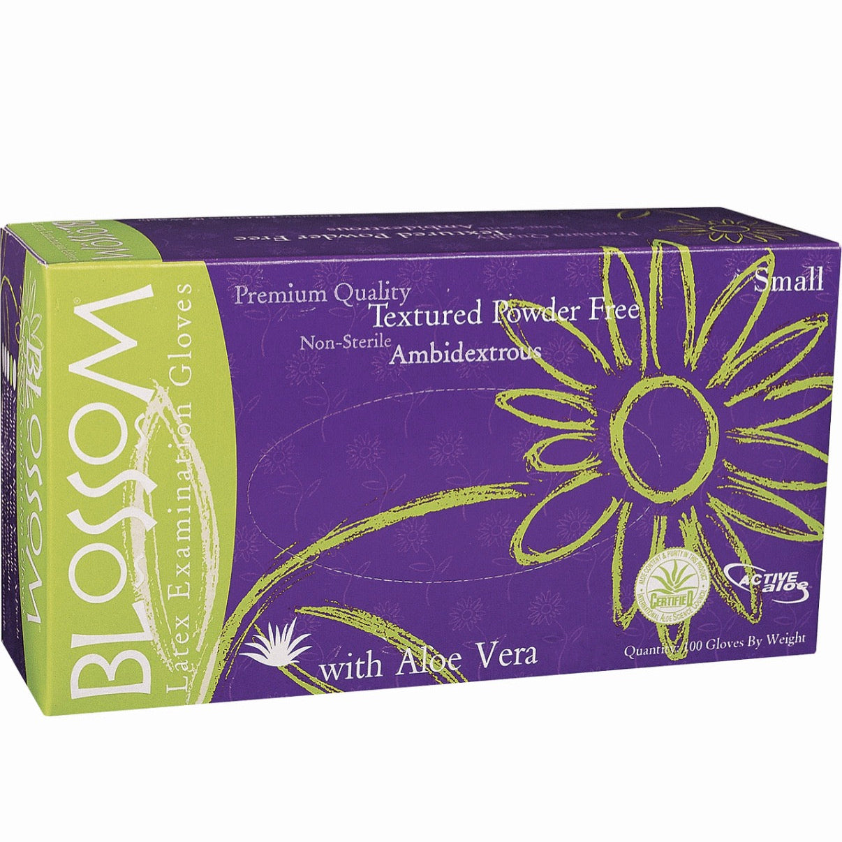 Blossom 乳膠蘆薈無粉檢查手套  Latex Aloe Vera Powder-Free Exam Gloves
