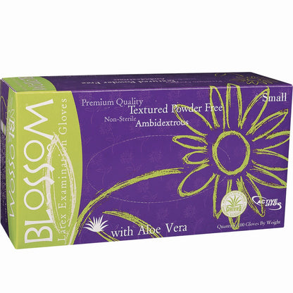 Blossom 乳膠蘆薈無粉檢查手套  Latex Aloe Vera Powder-Free Exam Gloves