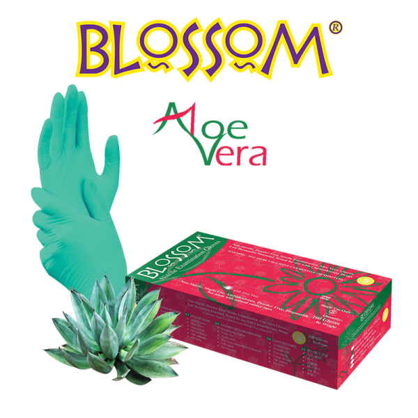 Blossom 無粉綠色丁腈蘆薈手套 Green Aloe Vera Powder Free Nitrile Exam Gloves