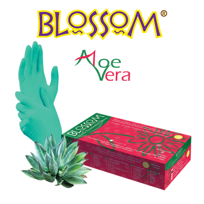 Blossom 無粉綠色丁腈蘆薈手套 Green Aloe Vera Powder Free Nitrile Exam Gloves