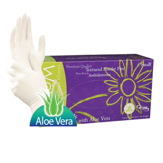 Blossom 乳膠蘆薈無粉檢查手套  Latex Aloe Vera Powder-Free Exam Gloves