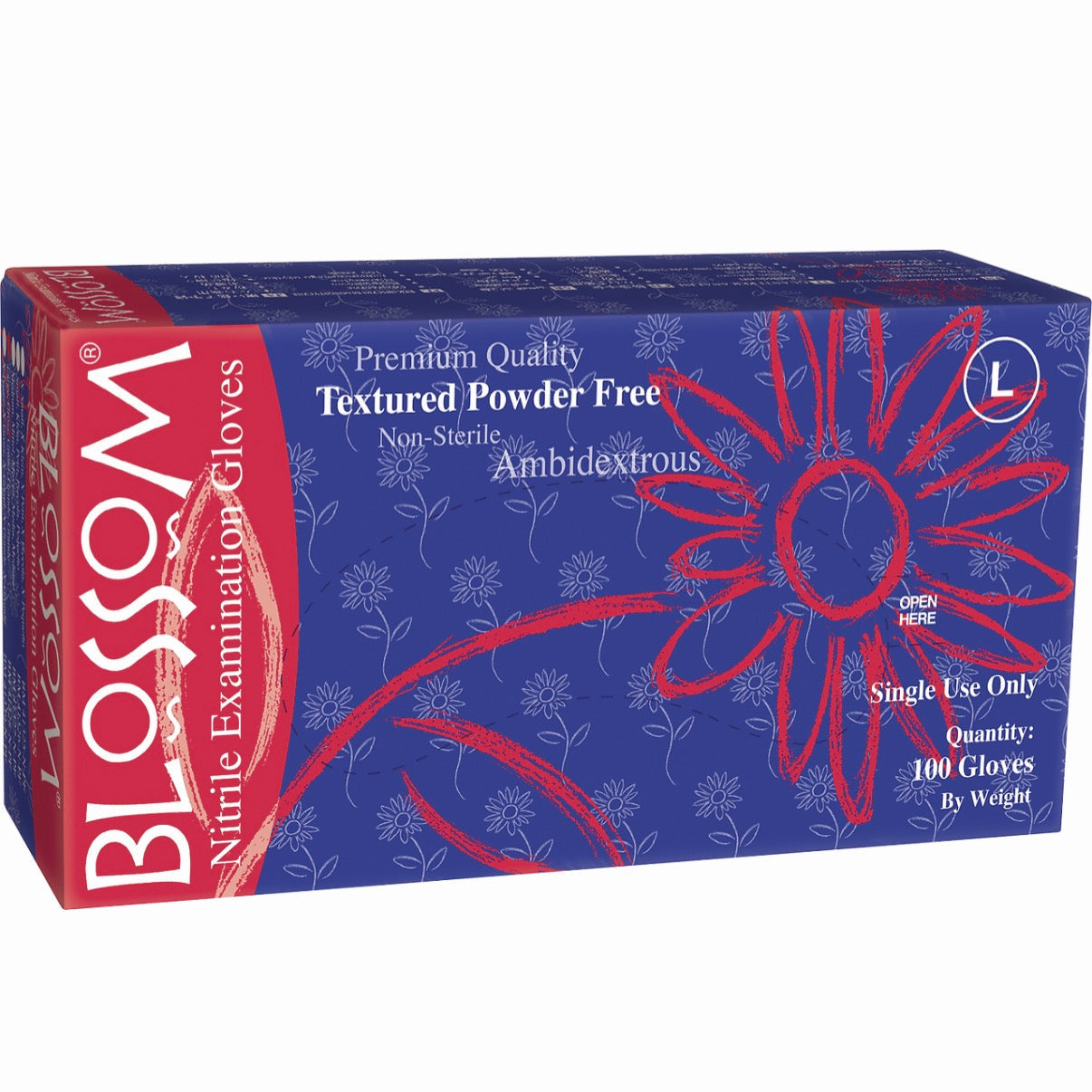 Blossom 深藍色丁腈無粉紋理檢查手套  Dark Blue Nitrile Powder Free Examination Gloves
