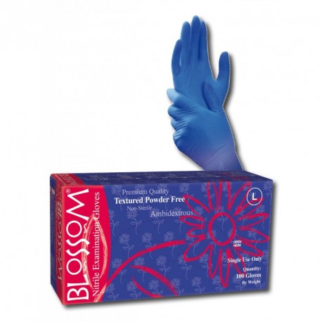 Blossom 深藍色丁腈無粉紋理檢查手套  Dark Blue Nitrile Powder Free Examination Gloves