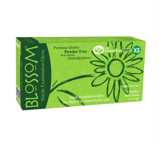 Blossom Green tea scented nitrile examination gloves