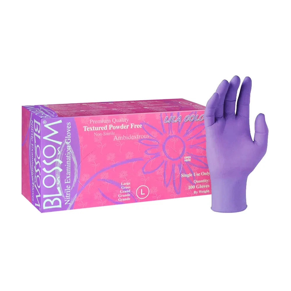 Blossom 紫色無粉丁腈檢查手套  Lila Nitrile Powder-Free Examination Gloves