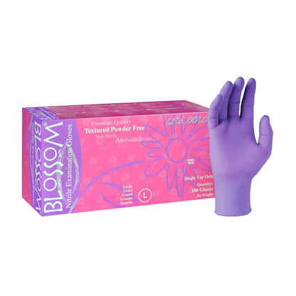 Blossom 紫色無粉丁腈檢查手套  Lila Nitrile Powder-Free Examination Gloves