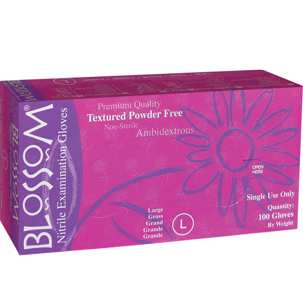 Blossom 紫色無粉丁腈檢查手套  Lila Nitrile Powder-Free Examination Gloves
