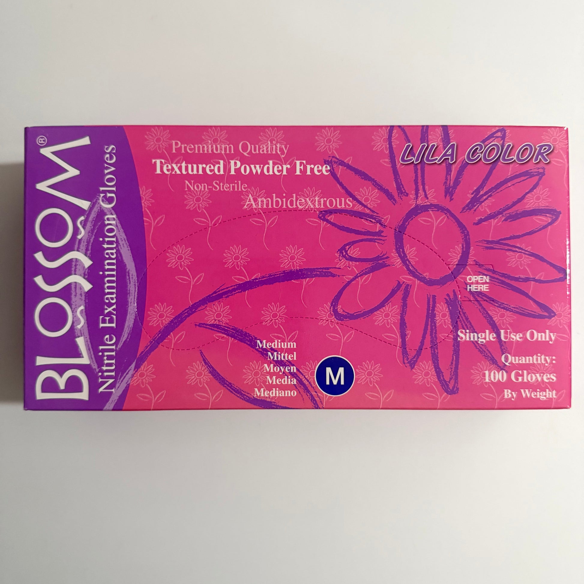 Blossom Lila nitrile powder-free examination gloves for dentists