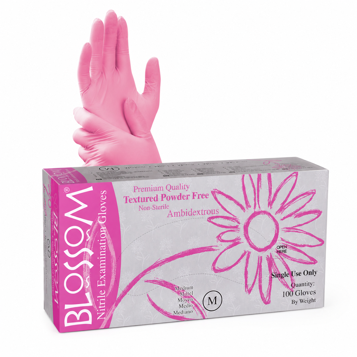 Blossom 粉色無粉丁腈檢查手套  Pink Nitrile Powder-Free Examination Gloves
